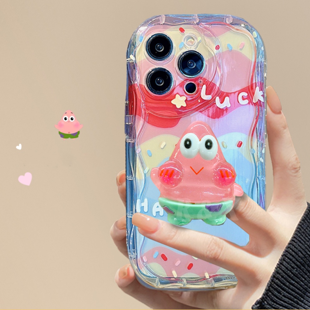 Redmi A2 A1 Redmi Note 12 Pro Note11 11S Redmi10 10C 10A 9C 9A 9T Note10 Note9 Note8 Poco M3 Pro X3 Rainbow SpongeBob Patrick Star Wavy Edge Soft Case Dengan Bracket Lucu RIXUAN