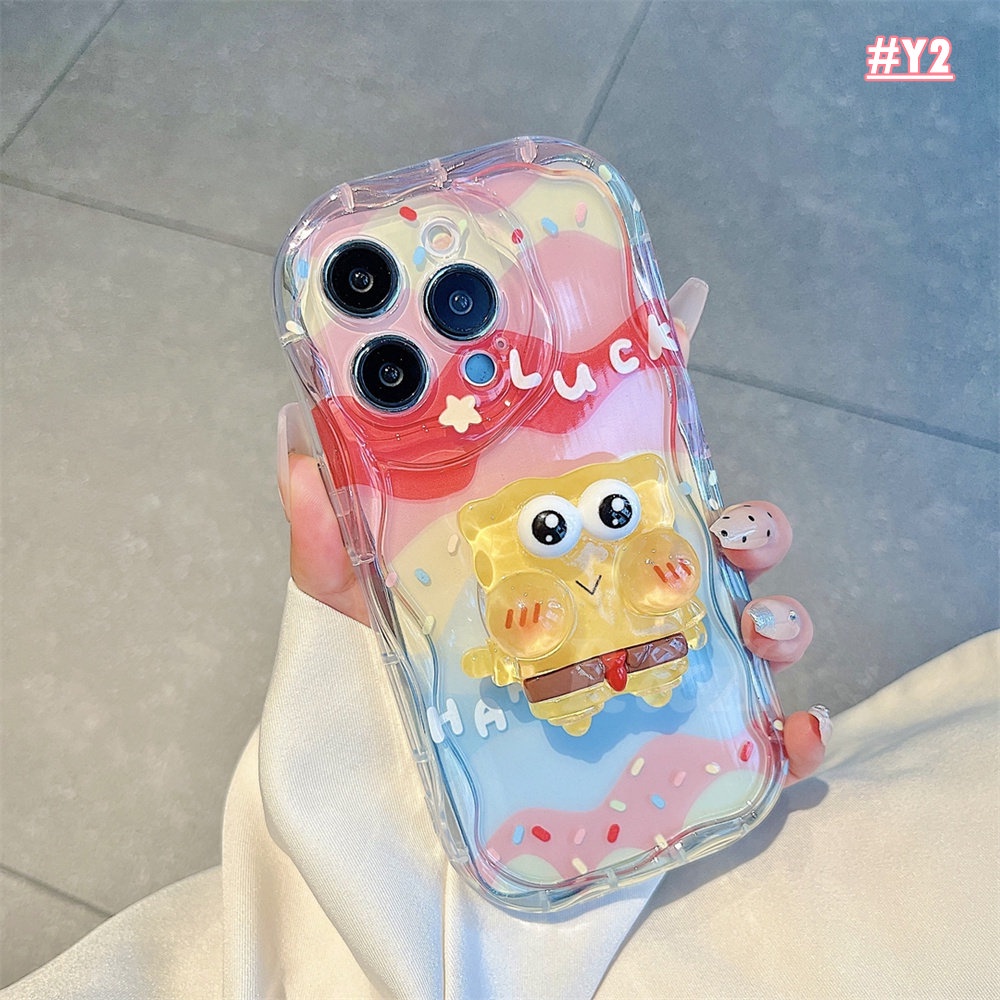 Casing Realme C53 C55 C33 C31 C30s C35 Realme 10 9i 8i 6i 5 7i C15 C25 C21Y C25Y C12 C1 C20 C3 C2 C1 Rainbow SpongeBob Patrick Star Wavy Edge Soft Case Dengan Bracket Lucu RIXUAN