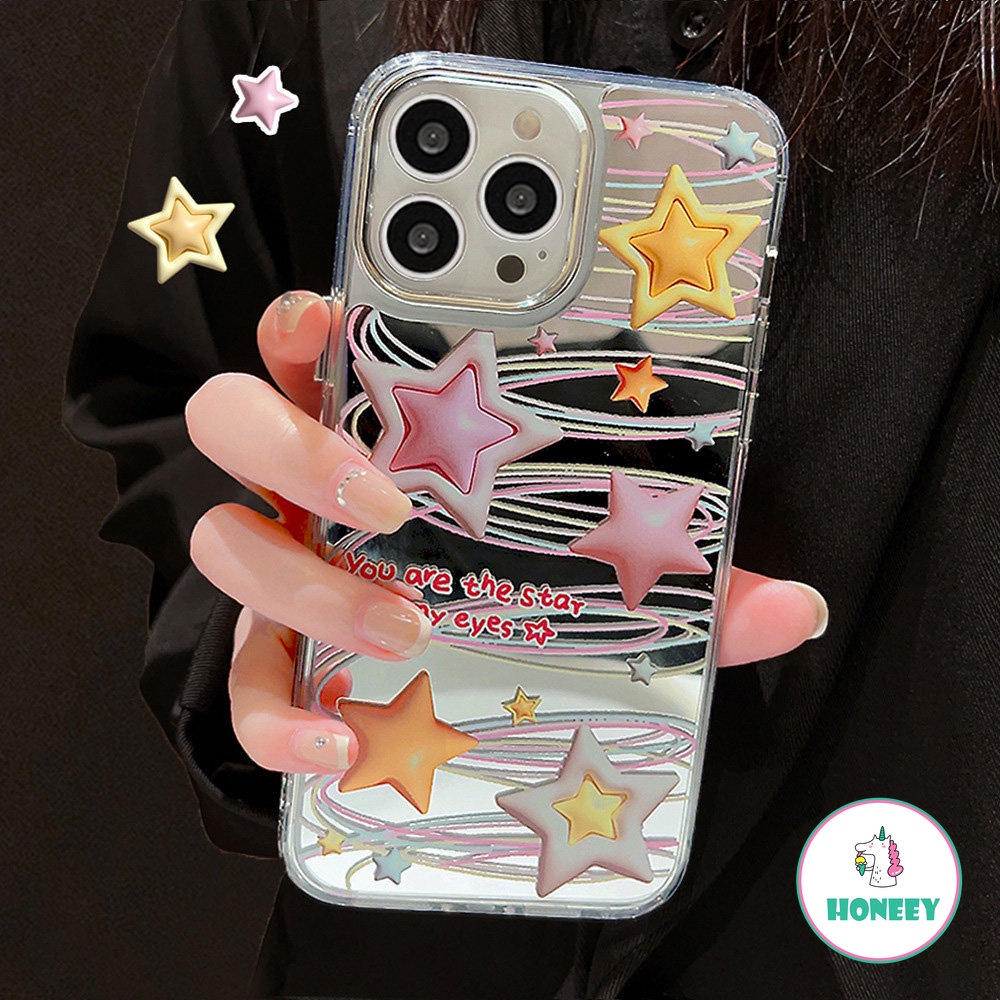 IPHONE Fashion Permen Cermin Bintang Ponsel Case Kompatibel Untuk Iphone14 13 12 Pro Max Case Iphone11Warna Warni Shockproof Back Cover