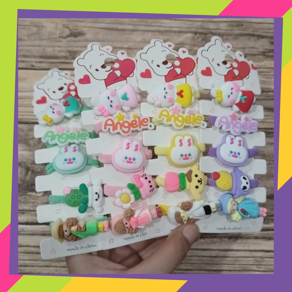 5110 / Paket usaha ikat rambut elastis sanrio / ikat rambut scrunchie korea [ isi 6pcs ]