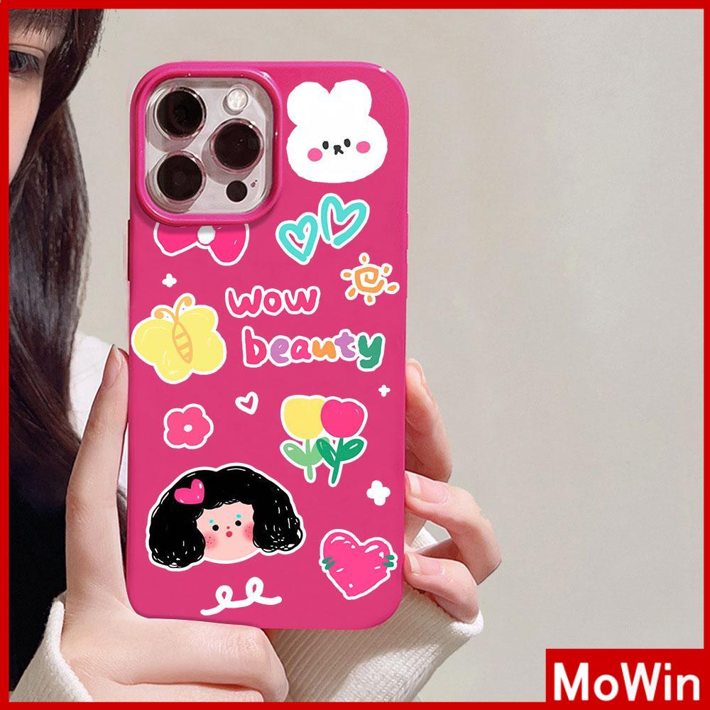 Case iPhone 14 Pro max iPhone Case Merah Glossy TPU Lembut Tahan Guncangan Perlindungan Kamera Lucu Kartun Gadis Kecil Kompatibel dengan iPhone 13 Pro max 12 Pro Max 11 xr xs max 7Plus 8Plus