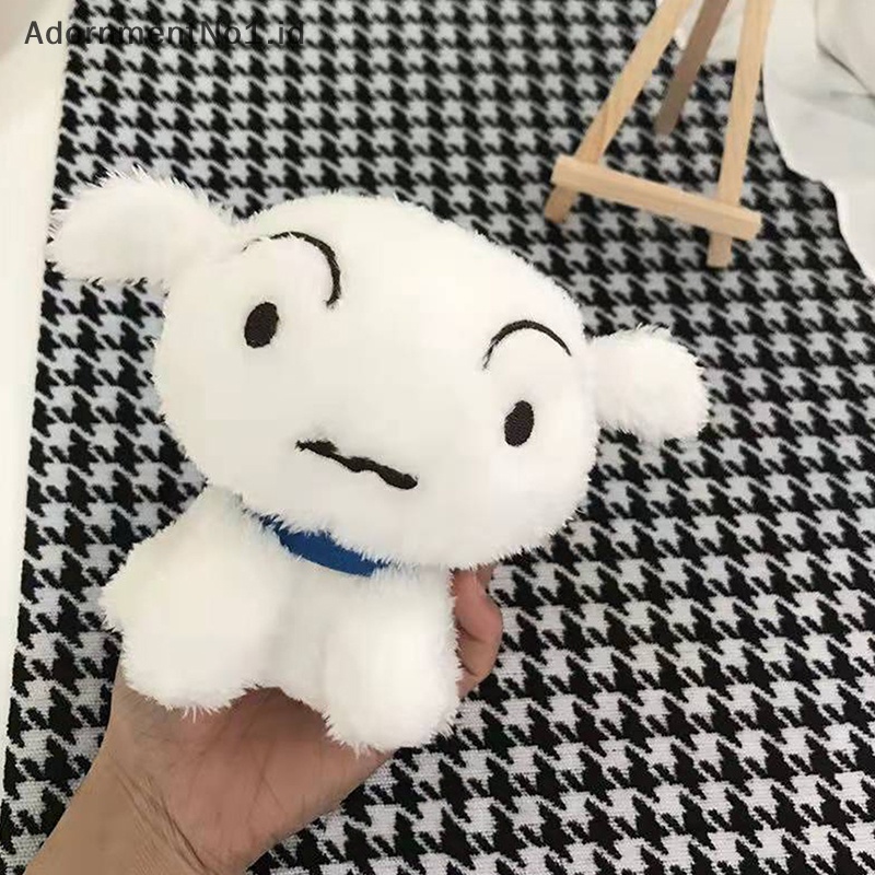 [AdornmentNo1] 10cm Crayon Shinchan gantungan kunci Shiro anjing putih siswa ransel liontin boneka Mini lucu Shin-chan boneka mewah hadiah untuk anak-anak