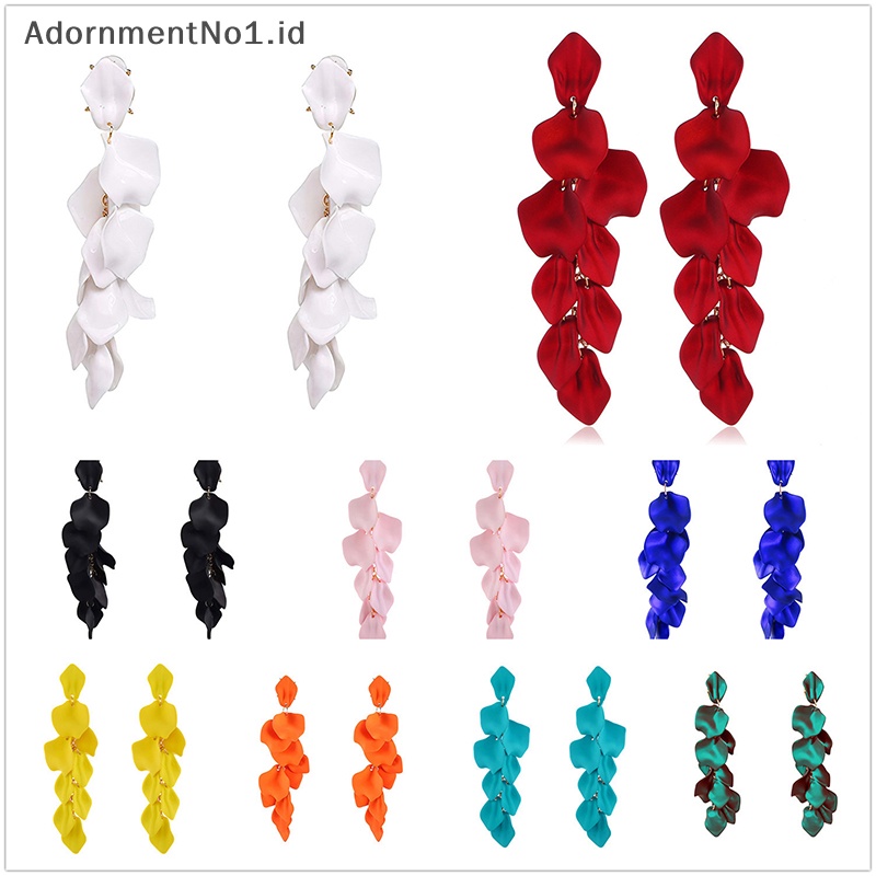 [AdornmentNo1] 1pasang kelopak bunga akrilik Fashion gaya korea anting juntai panjang trendi cahaya Ear Stud