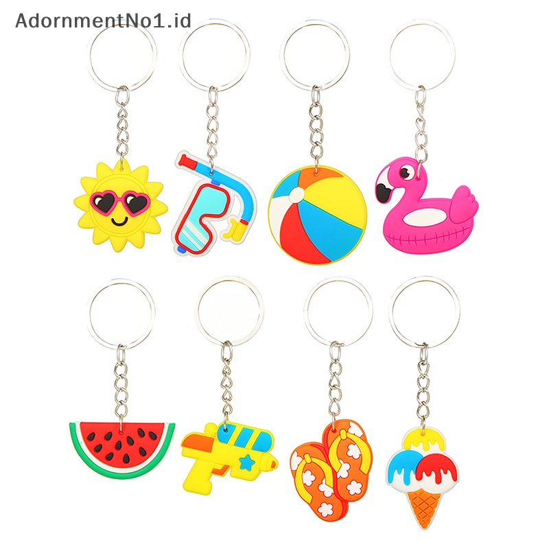 [AdornmentNo1] Kartun musim panas hawaii tema Aloha dekorasi pesta Tropical Flamingo PVC gantungan kunci untuk pesta ulang tahun pernikahan nikmat hadiah