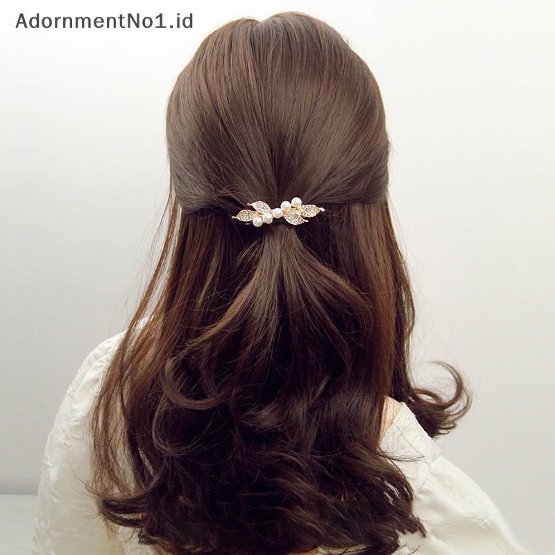 [AdornmentNo1] Kristal mutiara rambut klip Ponytail musim semi klip untuk wanita aksesoris perhiasan rambut berlian imitasi jepit rambut elegan