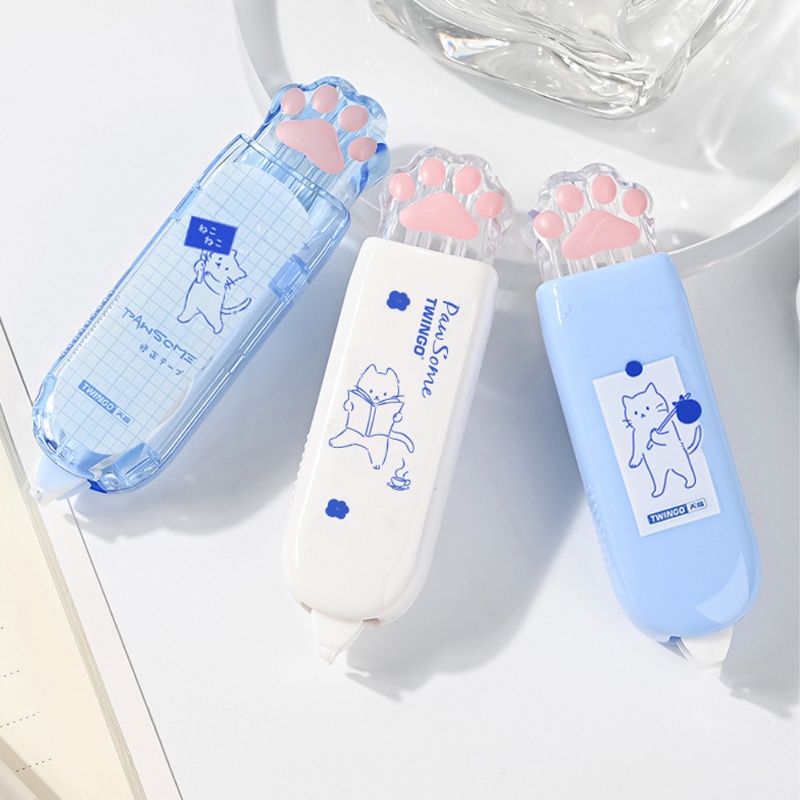 Creative Cartoon Cat Paw Press Correction Tape/ Student School Office White Corrector Stationery/ Portable Correction Band