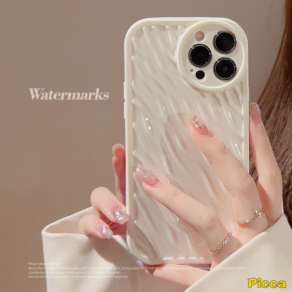 IPHONE Case Glossy Lensa Bulat Riak Air Sederhana Kompatibel Untuk Iphone7 8 Plus 11 Pro Max XR 12 13 14 Pro Max14 Plus X XS Max 11Pro Max SE 2020fashion Mewah Tahan Guncangan Soft TPU Case
