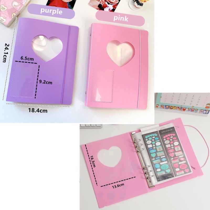 Korea A5 Binder Hati Berongga Album Foto Kartu Lomo Organizer Stiker DIY Photocard Collection Book