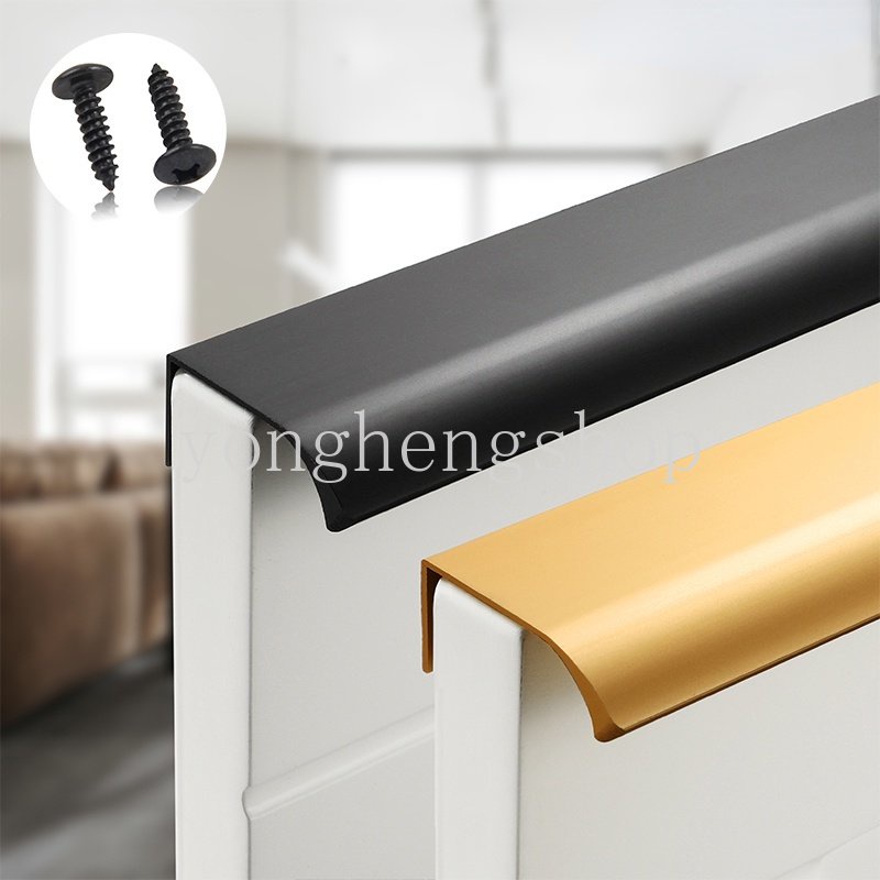 Knob Handle Laci Hitam Dengan Sekrup Invisible Aluminium Alloy Lemari Dapur Lemari Lemari Gagang Lemari Tarikan Lemari Pegangan Aluminium Furniture Hardware