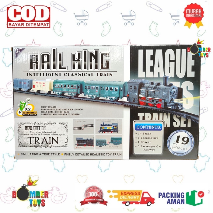 MAINAN ANAK KERETA API RAIL KING 19 PCS CLASSIC TRAIN LOCOMOTIF