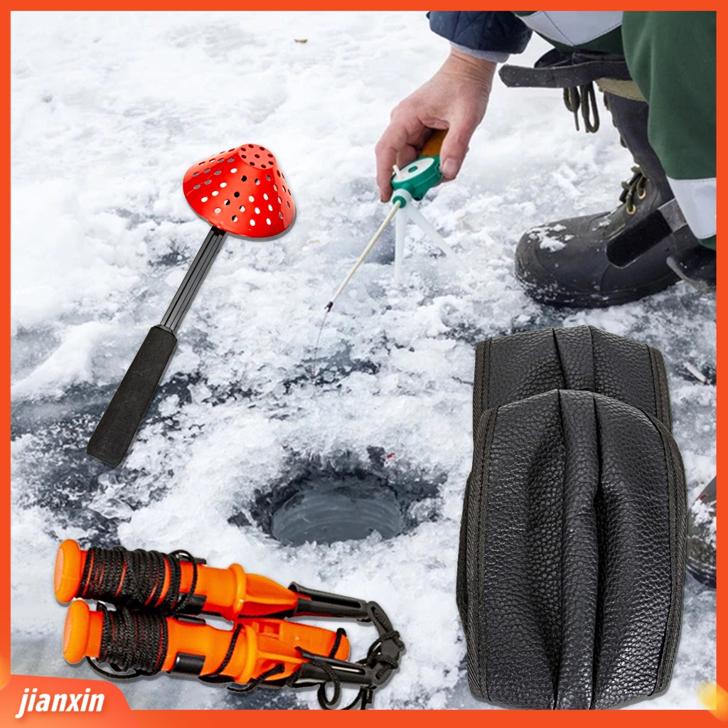 (In Stock) 1set Musim Dingin Memancing Safety Kit Ice Pick Lipat Gagang Sendok Bantalan Lutut Portable Alat Pelindung Ringan Tahan Lama Es Memancing Peralatan Kit Untuk Memancing