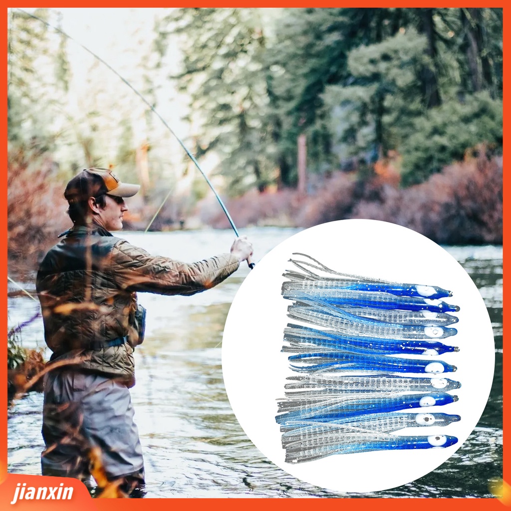 (In Stock) 10 Pcs 7 cm Umpan Pancing Realistis Fisheye Luminous Simulasi Menggoda Angling Lembut Jarum Karet Bercahaya Gurita Umpan Memancing Luar Ruangan