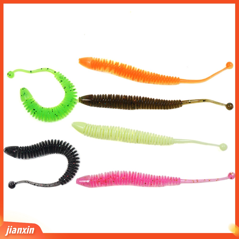 (In Stock) 6Pcs 8cm 1g Bentuk Ekor Umpan Ikan Cacing Lembut Lure Outdoor Fishing Tackle Tool