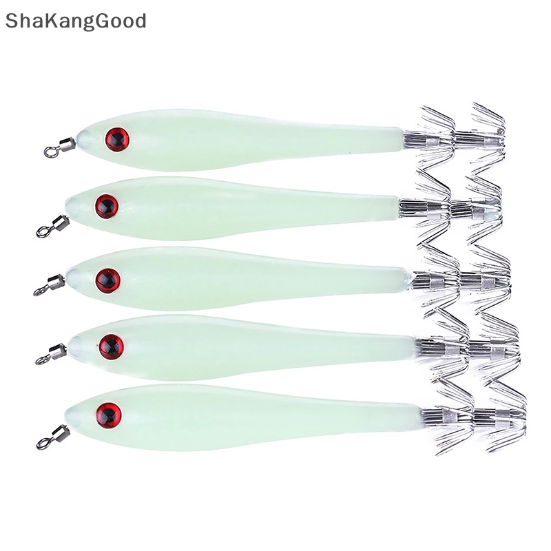 Skid 5pcs /set 9.5cm /6g Noctilucent Umpan Pancing Menangkap Umpan Keras Udang Udang Fishing Tackle Sea Fishing Squid Lures SKK