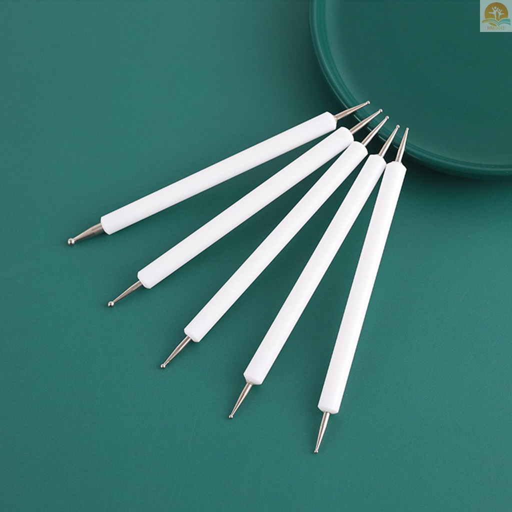 In Stock 5pcs Double Ended Dotting Tools Set Pola Jiplak Bola Stylus Pen Untuk Mandala Lukisan Batu Timbul Pola Tembikar Tanah Liat Kerajinan Nail Art