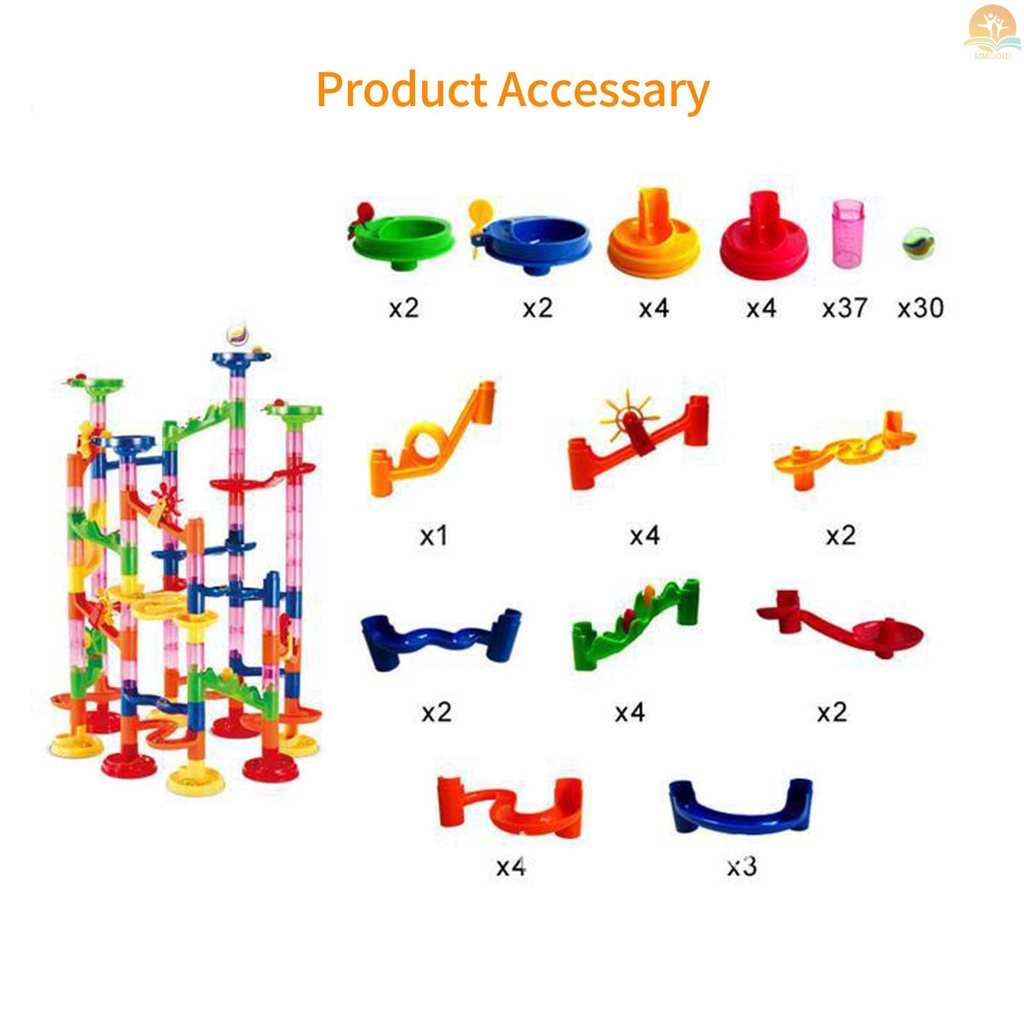 In Stock Konstruksi Marble Run Race Track DIY Bangunan Kereta Api 105buah Set Anak 3D Maze Ball Roll Mainan Anak Hadiah Natal