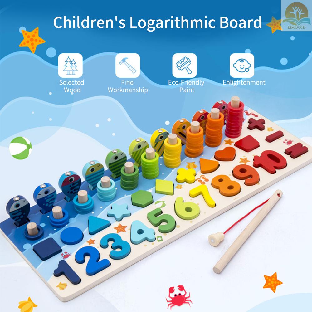 In Stock Mainan Memancing Magnet Anak Edukasi Dini Papan Logaritmik Angka Kayu Bentuk Puzzle Sortiran Untuk Anak Balita Paud