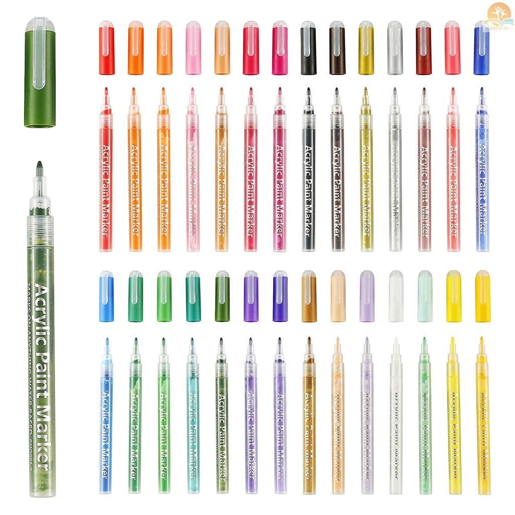 In Stock Pulpen Spidol Cat Akrilik 28warna Vibrant Set Pelukis Akrilik 0.7mm Pen Tip Warna Terang Cepat Kering Tidak Beracun Water Based Paint Pens Untuk Batuan Metal Glass Wood Ceram