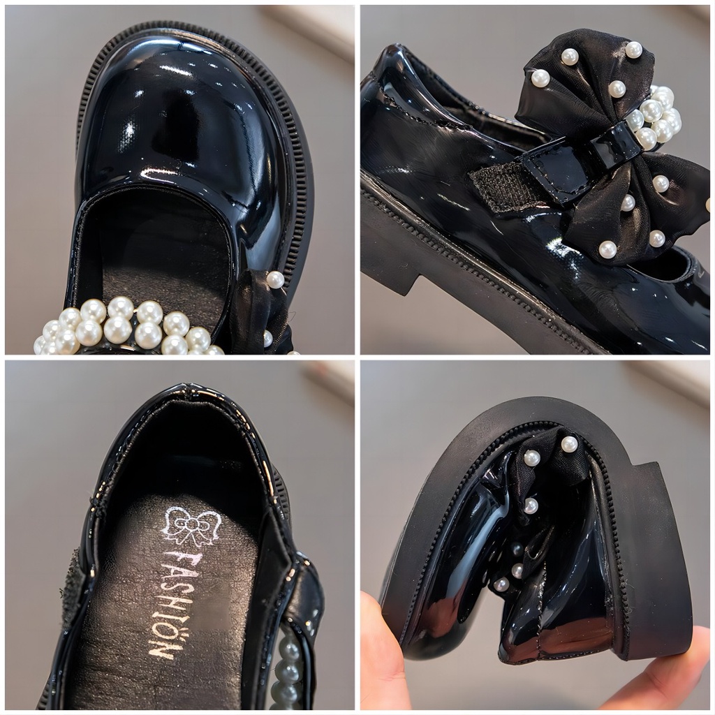 Sepatu Pesta Anak Perempuan Sepatu Flat Anak Glossy Mutiara