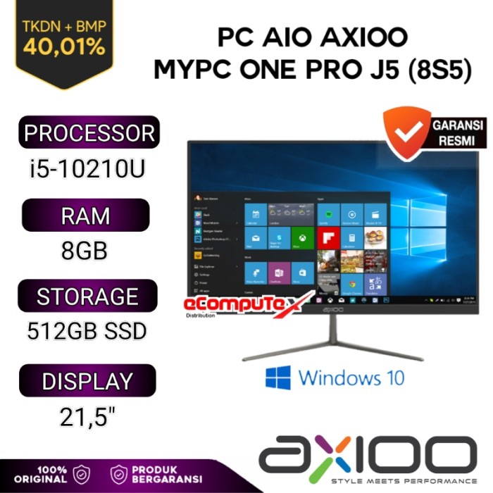 PC AIO AXIOO MYPC ONE PRO J5 (8S5) i5 / 8GB / 512GB SSD 22&quot; TKDN RESMI