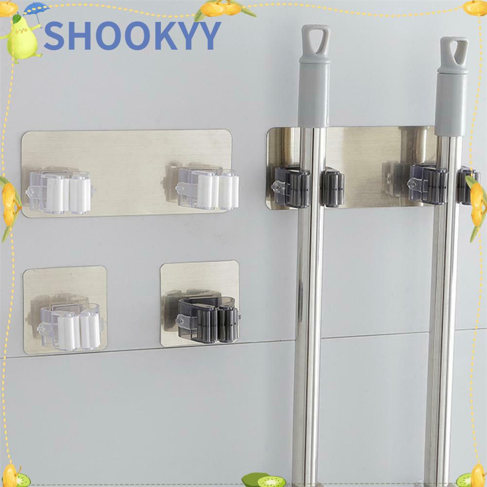 CHOOKYY Mop Holder Suction Gantung Pipa Aksesoris Organizer Kamar Mandi Perlengkapan Dapur Rak Penyimpanan Yang Dipasang Di Dinding