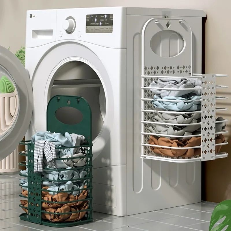 keranjang baju kotor /tas laundry lipat tempel gantung portable