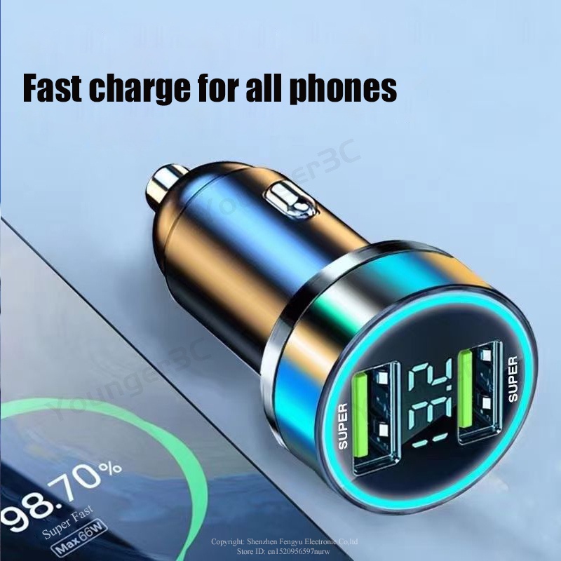 240w Digital Display Charging Vehicle Charger 2port Usb Adaptor Pengisian Super Cepat PD Flash Travel Charging Adoptor