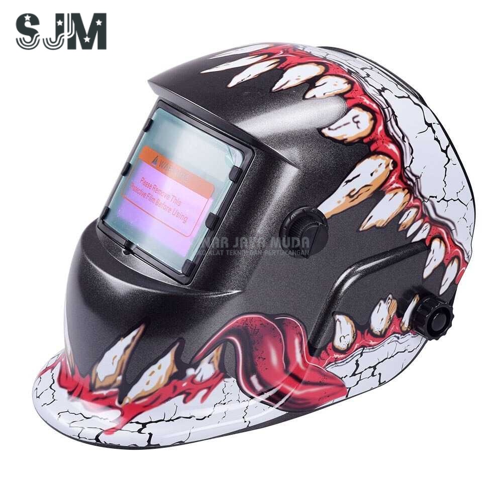Helm Topeng Kedok Las Otomatis Auto Darkening Motif Alien