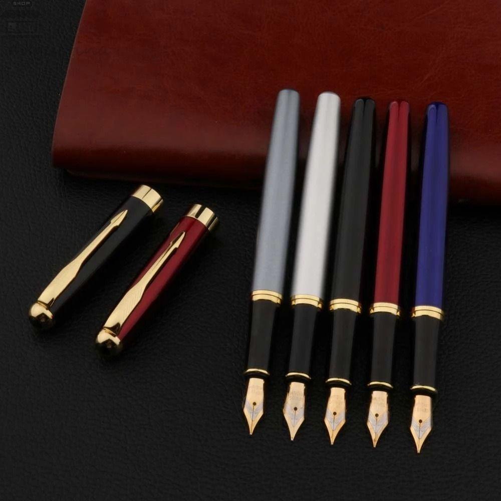 AUGUSTINA Fountain Pen Alat Tulis Kantor Siswa Emas Hitam Untuk Pena Inking Bisnis Hadiah