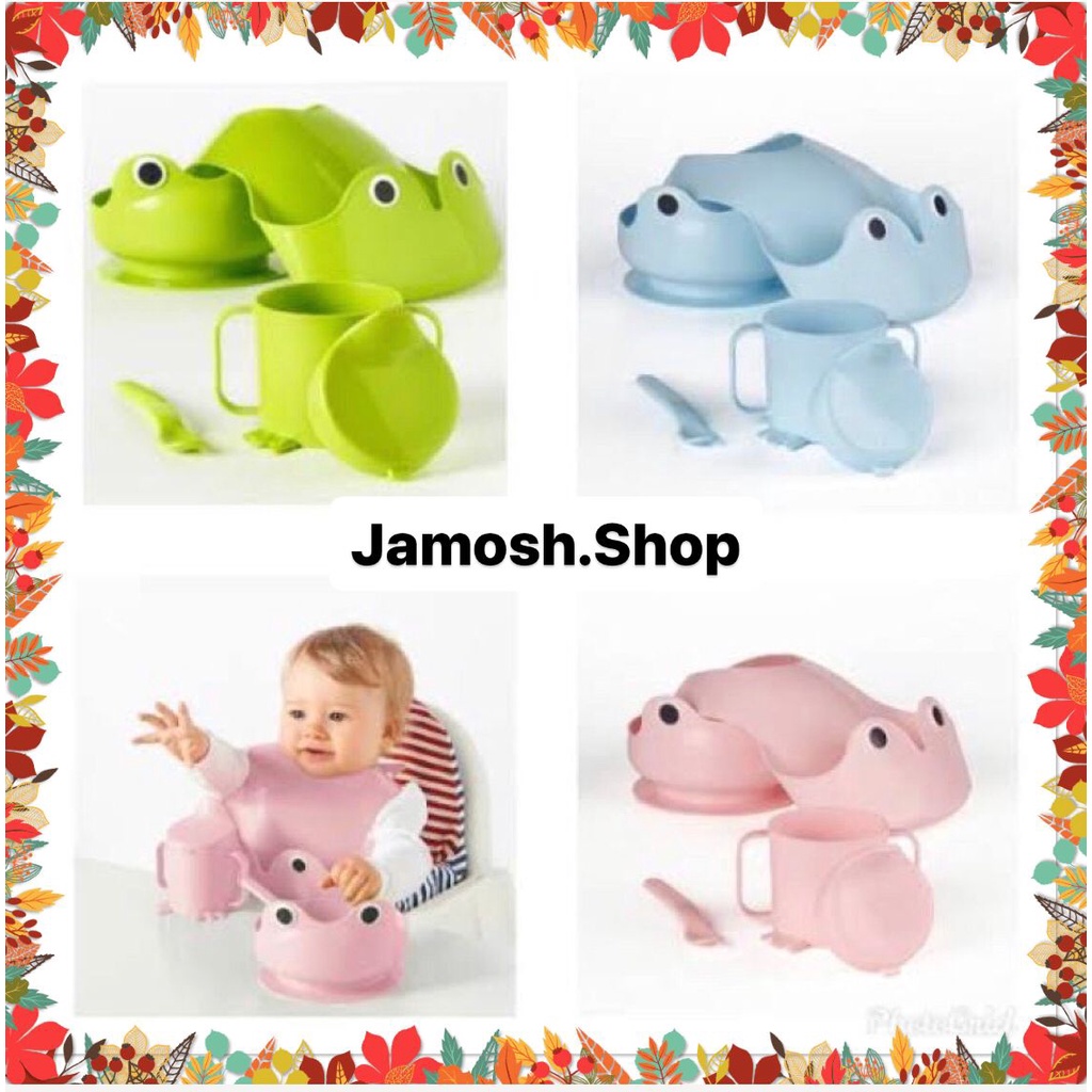 JAMOSH MATA 4 Set makan anak, piring plastik bayi, alat makan bayi set isi 4 MATA Baby Eating Set - Perlengkapan Makan Bayi -  4 Pcs MT