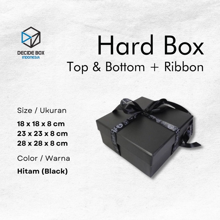 

Hard Box Full Black + Pita / Kotak Kado Full Hitam + Pita Hitam. - 18 x 18 x 8, Hitam Pita