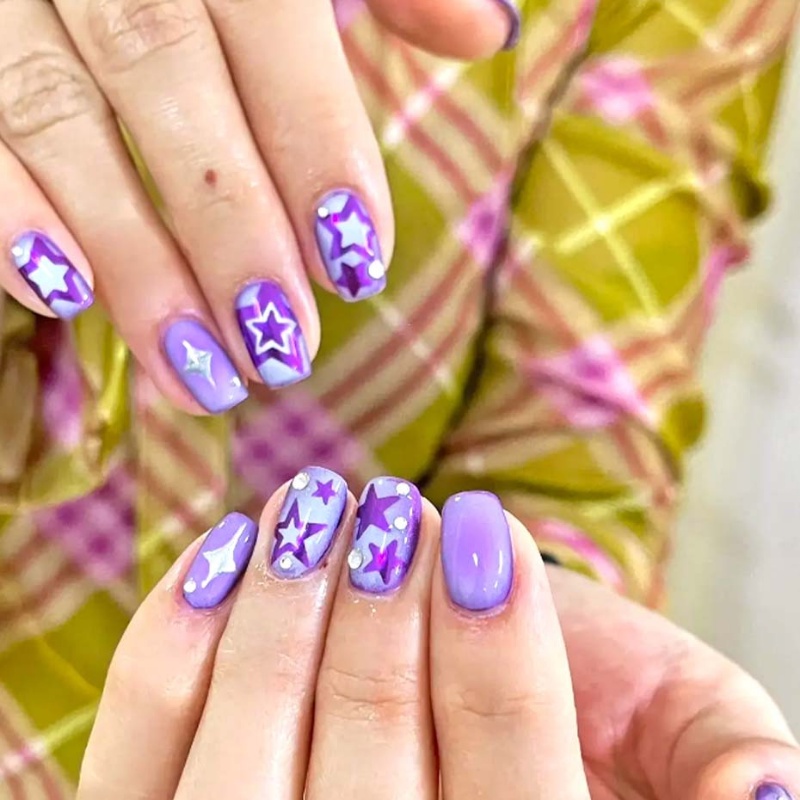 [Fitur] Ins Paster Gepeng Hitam/Stiker Kuku Bintang 3D/stiker Kuku Cinta Perekat Diri/Dekorasi Manikur Kupu-Kupu/DIY Nail Art/Aksesoris Kuku/Alat Kuku Untuk Wanita