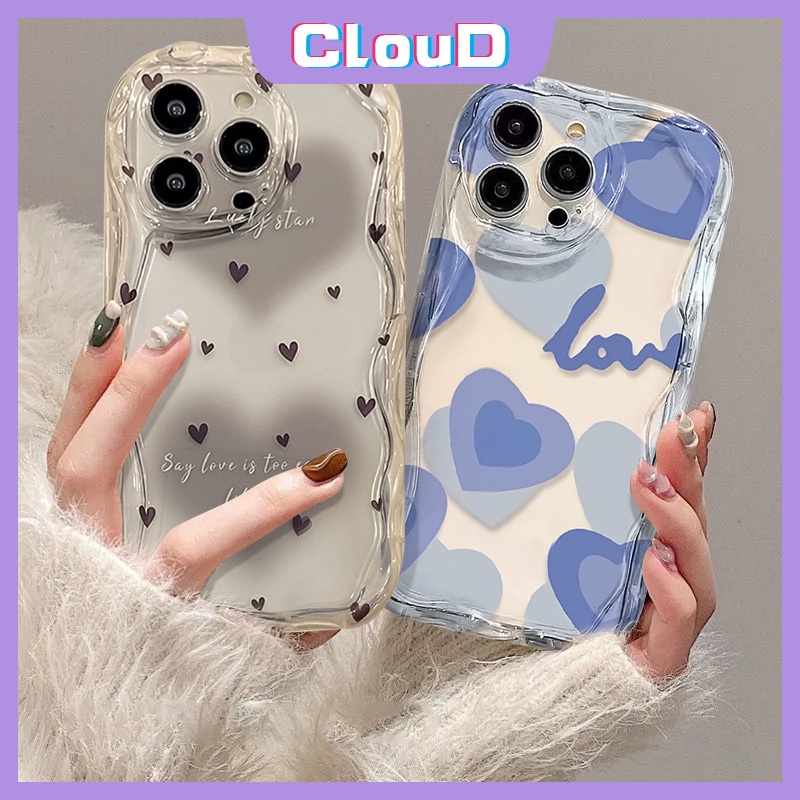 Casing Ponsel Tahan Guncangan Tepi Melengkung Bergelombang 3D Untuk Infinix Hot10 20 30 9 8 12 11 Play Hot8 9 30i 10Lite Note12 G96 Smart7 5 6 6Plus Blue Love Heart Colorful Sweet Love Heart Case