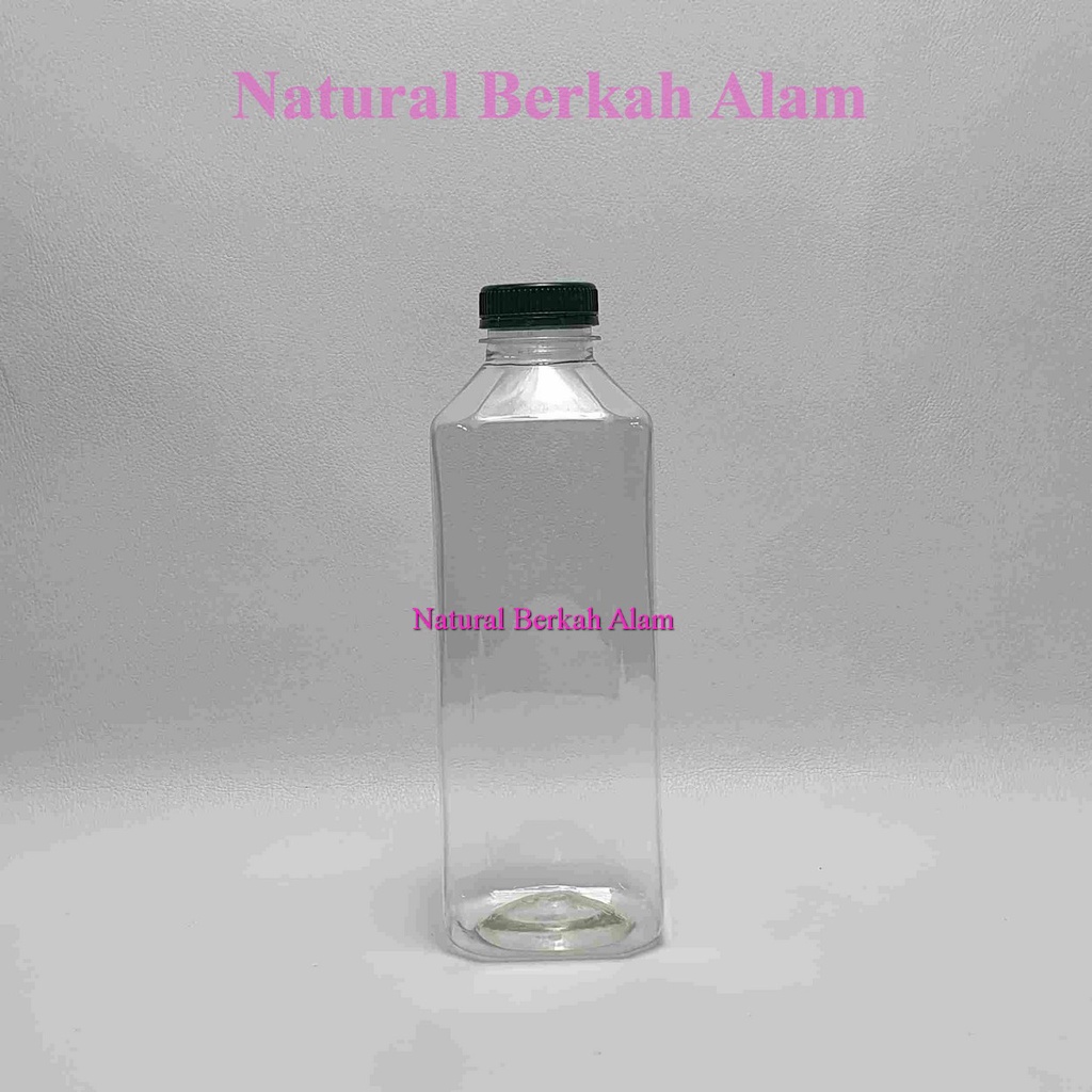 Botol Plastik 1000 ml Kale Kotak Natural / Botol Kale / Botol Minuman / Botol Kopi Literan / Botol P
