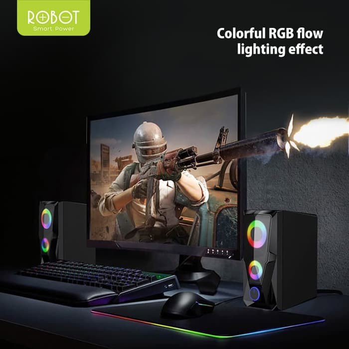 ROBOT RS200 E-Sports Speaker Gaming RGB Flow Lighting Effect 3.5mm AUX with 2 Channel Stereo Garansi Resmi 1 Tahun