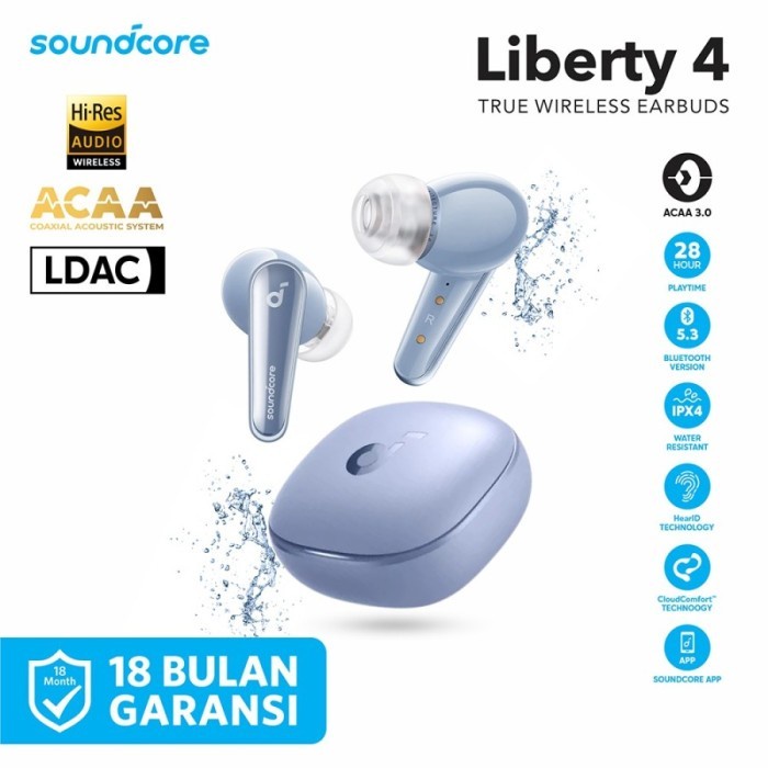 Anker Soundcore Liberty 4 ANC TWS Noise Cancelling Earbuds LDAC -A3953 / Original Anker / Garansi Re