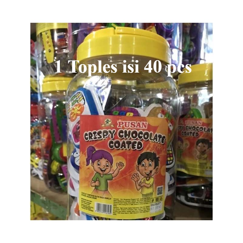 

Pusan Crispy Chocolate bentuk Handphone 1 Toples isi 40 pcs