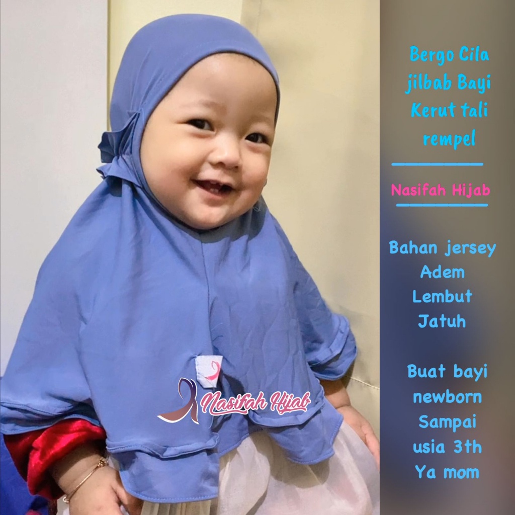 Nasifah Hijab2 - Bergo CILA Jilbab Bayi Kerut Tali Rempel hijab anak kerudung rempel anal nonpet tal