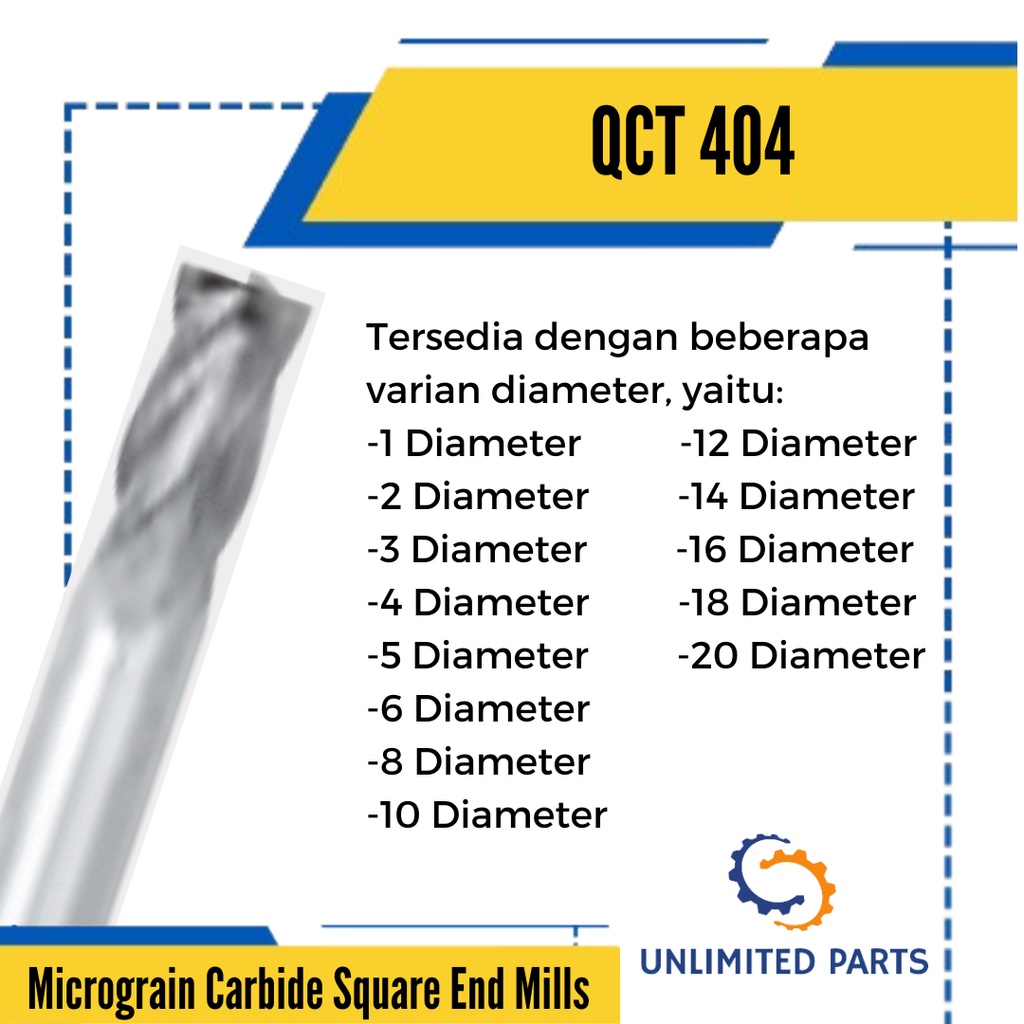 QCT End Mills 404 - Micrograin Carbide 4 Flute Square EndMills
