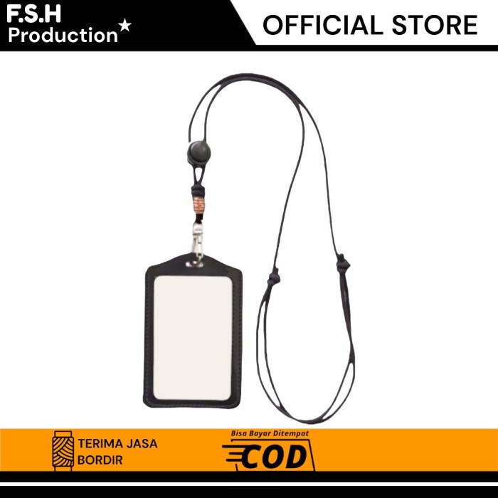 

NEW SALE !!! ID Card Tag Name Tag ID Holder Card Termurah PU Leather Lanyard NameTa - Hitam