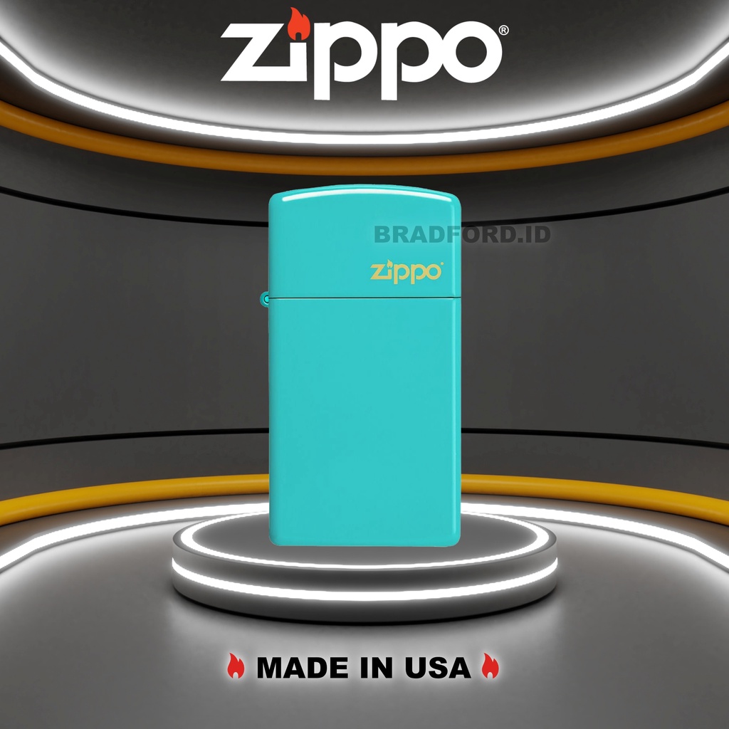 Korek Zippo SlimÂ® Flat Turquoise Zippo Logo 49529ZL Original Made In USA