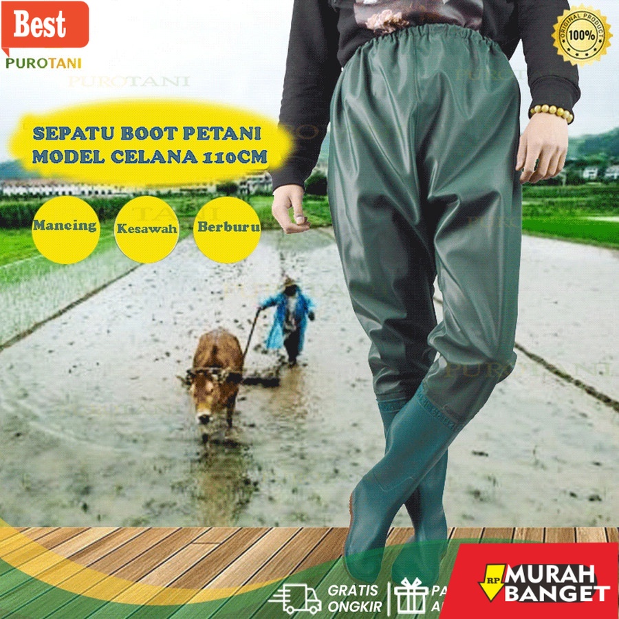 Boot pria terbaru- Sepatu Panjang Model Celana Karet Lentur Kebun Mancing Laut Tinggi 110cm Boots Bo