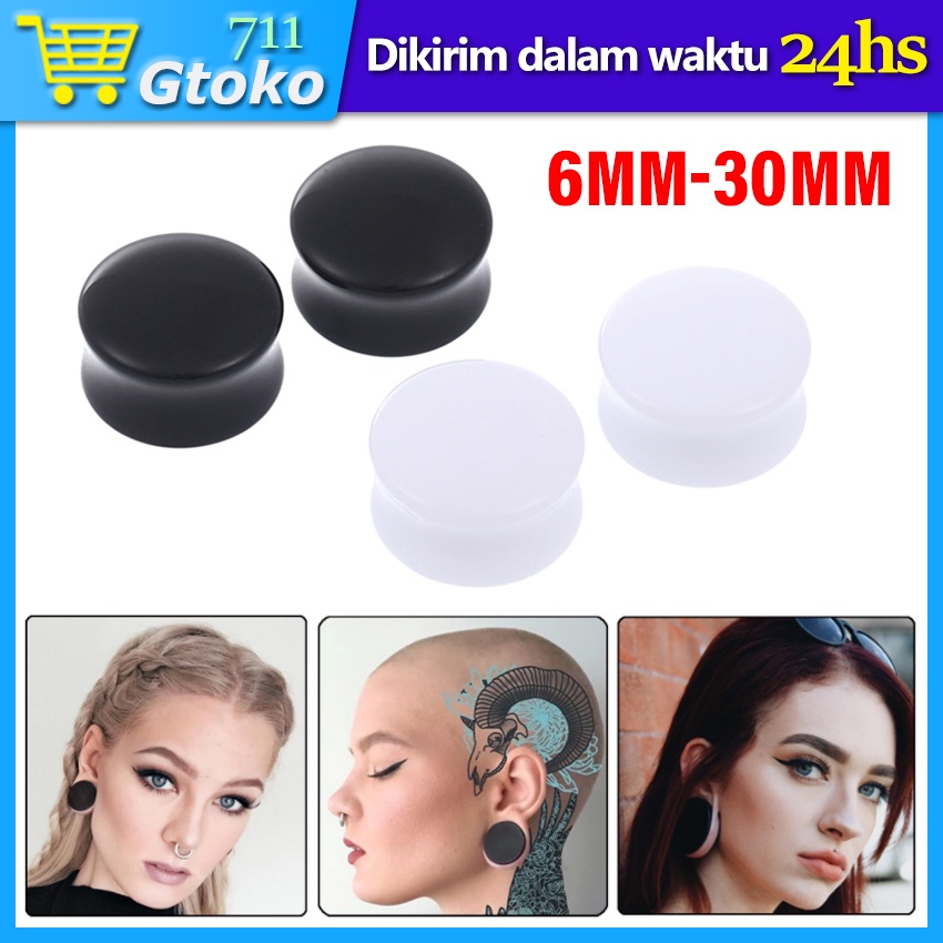 2Pcs/Set Piercing Earplug Tunnel Acrylic Hitam Clear Earring Plug Akrilik 6mm 8mm 10mm 14mm 16mm 20m