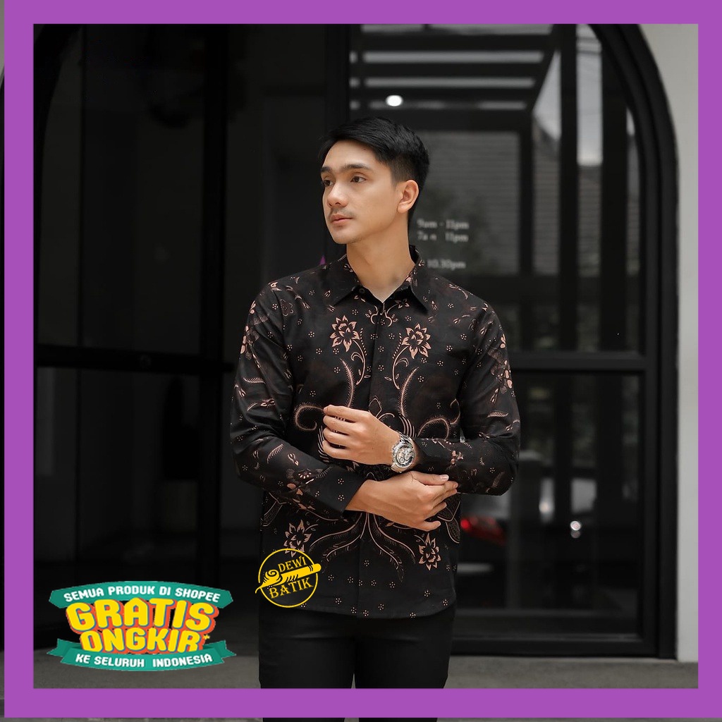 OUTFIT TRENDY KEREN MURAH TERLARIS /BAJU ATASAN KEMEJA BATIK PRIA PREMIUM LENGAN PANJANG SLIMFIT REM
