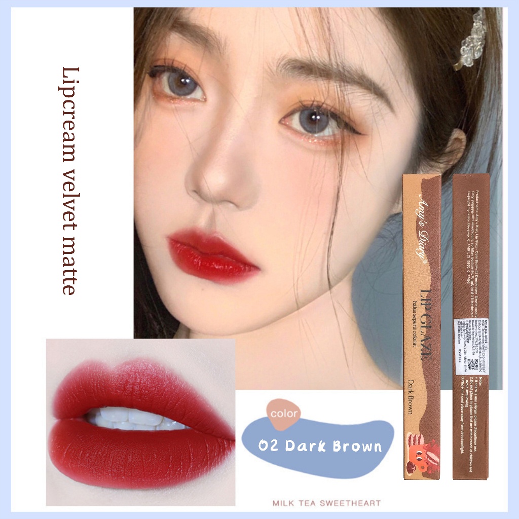 NUZ [BPOM] AMY'S DIARY Lipcream Lip Glaze Velvet Smooth Matte Waterproof 5 Warna-4