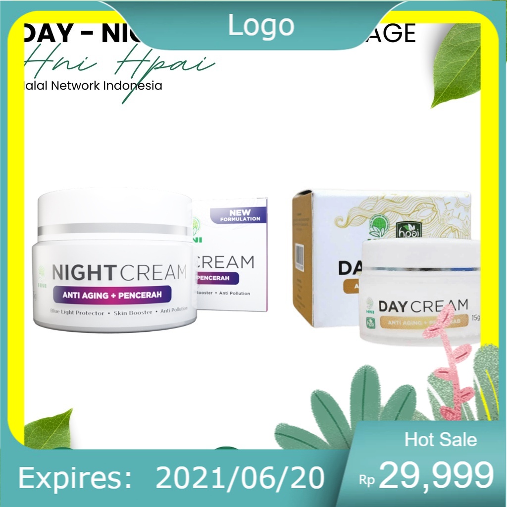 Paket Night Cream & Day Cream / Krim Wajah siang & Malam    | Bisa Bayar COD - HNI HPAI BPOM origina