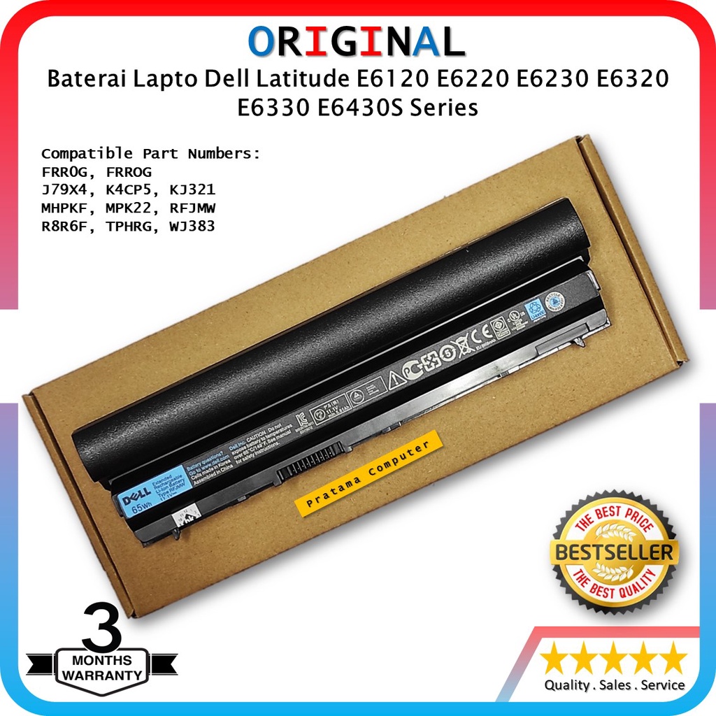 Baterai ORIGINAL Laptop Dell Latitude E6320 E6230 E6120 E6220 E6330 E6420S RFJMW 65Wh