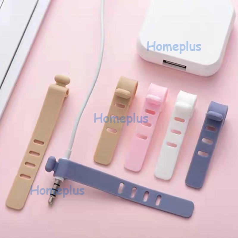 HomePlus Pengikat Kabel Charger Headset Silikon Kabel Organizer Cable Clip Cord Holder Karet Perapih Kabel Warna Macaroon