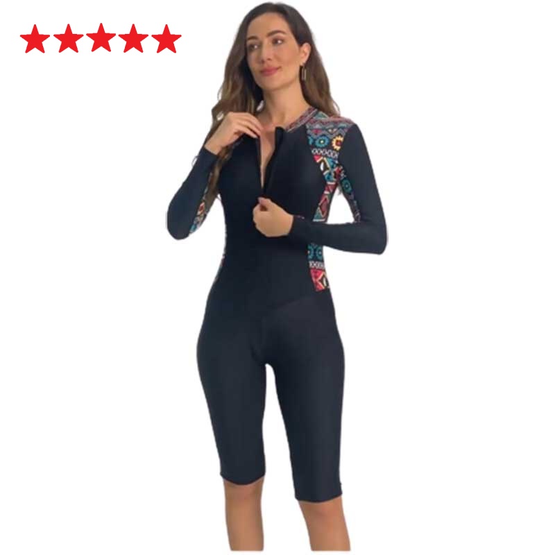 Baju Renang Pakaian Pantai Celana Cropped Surfing Rashguard Lengan Muslim Panjang Wanita Surfing Dengan Pad Yang Dapat Dilepas Plus Ukuran Diving Setelan Berenang