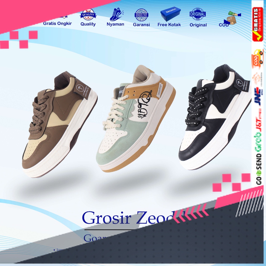 UKURAN SIZE 37 38 39 40 41 42 43 44 45 /GrosirZeodda Goarra Sepatu Sneakers Bahan Kulit Sintetis Imp